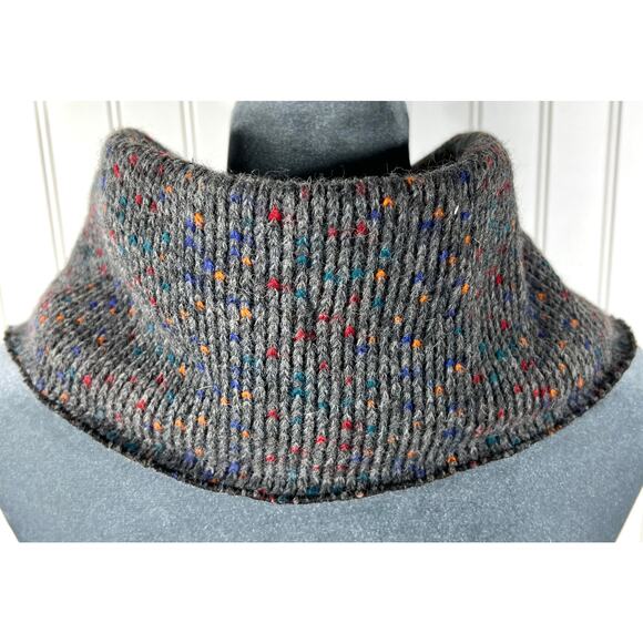 Platania Wool Neck Collar Scarf Gray Orange Red Made in Italy Lagenlook Cottage - Picture 4 of 8